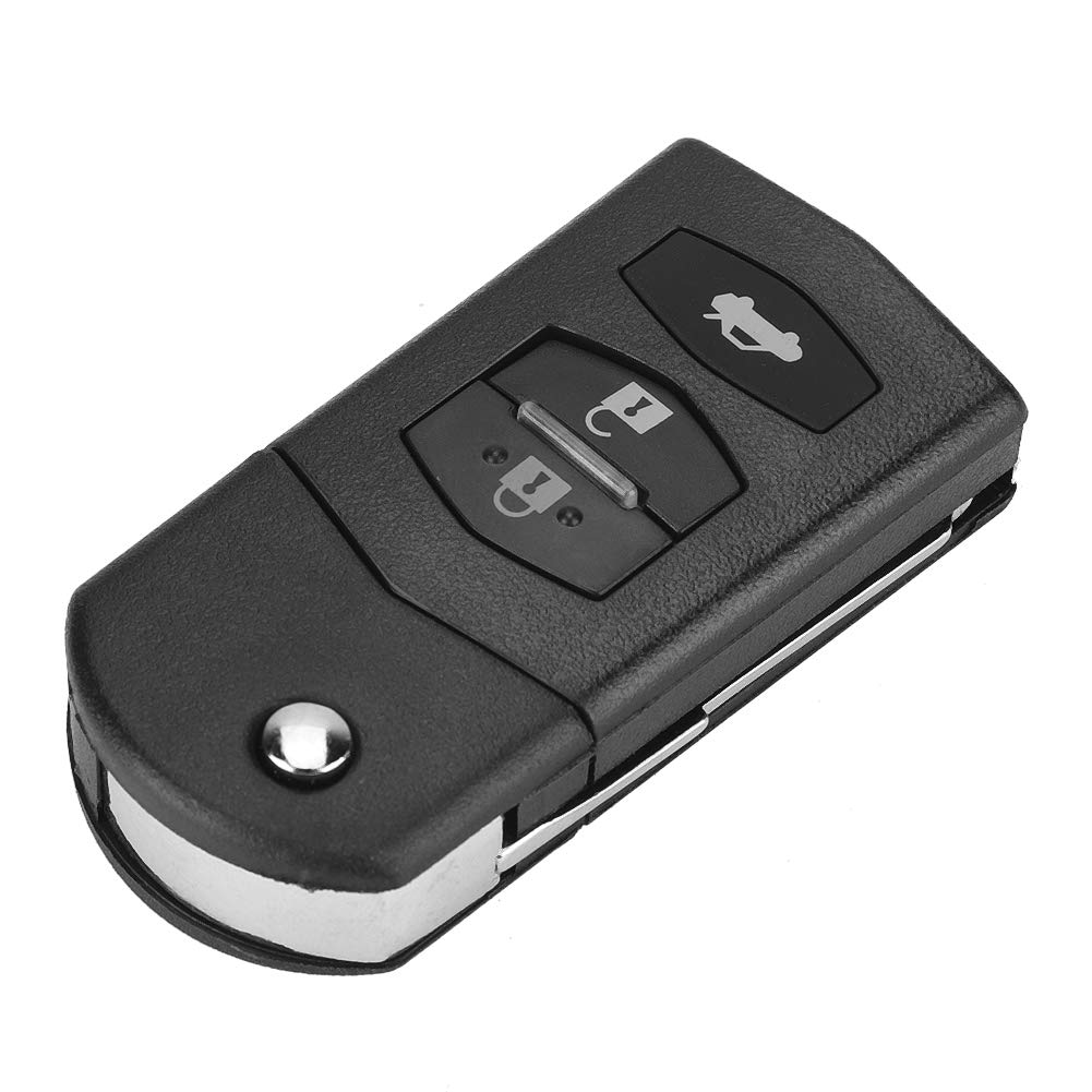 Schlüsselgehäuse, Funkschlüsseletui, 3-Tasten-ABS und Metall, Auto-Faltschlüssel, Faltbar, Klingenabdeckung, Passend für MAZDA 2 3 5 6 RX8 MX5 (Schwarz) von Yosoo Health Gear