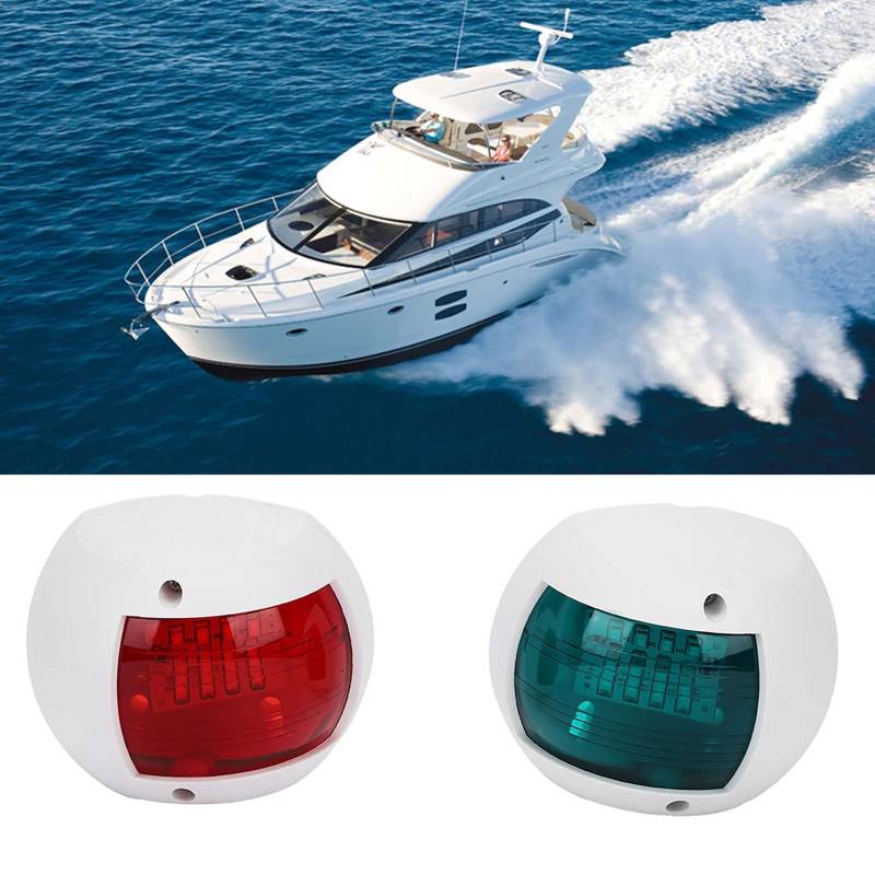 Seitliches Bootslicht, Navigationssignallicht, Paar Signallampen, Sphärische Rote Grüne LED, Wasserdichtes Bootsnavigationslicht DC12V-24V 3W (Weiss) von Yosoo Health Gear