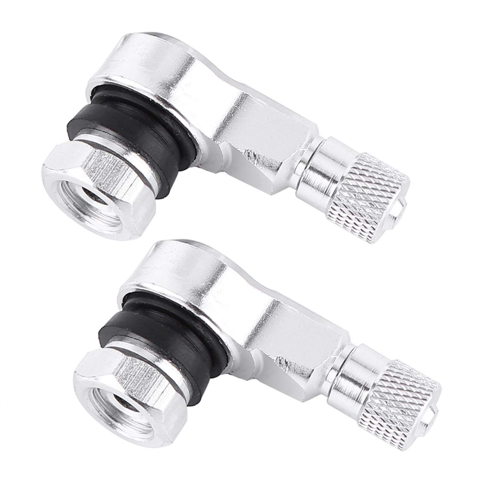2 Stück 11,3 mm Universal Motorrad Aluminium Reifen Ventilkappen 90 Grad Silber für Winkel Adapter für Auto Ventil Winkel Adapter Auto Ventil Reifen Ventil Adapter für Motorrad von Yosoo