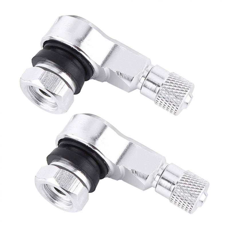 2 Stück 11,3 mm Universal Motorrad Aluminium Reifen Ventilkappen 90 Grad Silber für Winkel Adapter für Auto Ventil Winkel Adapter Auto Ventil Reifen Ventil Adapter für Motorrad von Yosoo