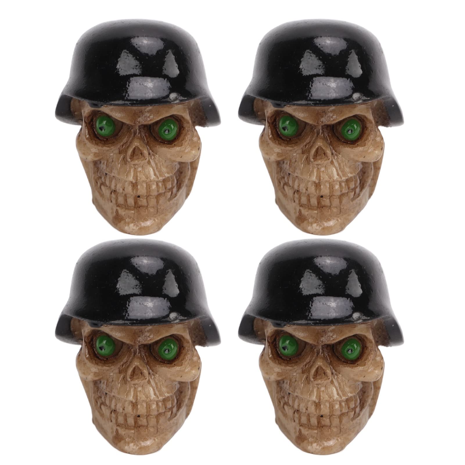 4 Stück/Set Reifen-Totenkopf-Ventilkappen, Helm-Typ-Vorbaukappen mit Gummiring, Universell für Autos, Fahrräder, SUVs, LKWs, Fahrräder, Motorräder (Schwarz) von Yosoo Health Gear