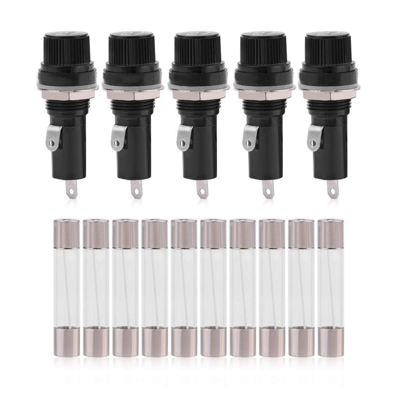 5-teilige Transformator-Sicherungskappe, 6 x 30 mm Sicherungshalter-Panel-Halterung mit 10 Glasröhren für 6 * 30 mm Versicherungsröhre 5-teilige Transformator-Sicherungskappe, 6 x 30 mm Sicherungshalter-Panel-Halterung mit 10 Glasröhren für 6 * 30 mm Versicherungsröhre von Yosoo Health Gear