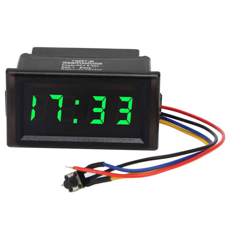 Elektronische Uhr, Yosoo DC4.5-30V Wasserdicht Staubdicht Auto Auto Elektronische Uhr LED Digitalanzeige für Autouhr Autouhr und Temperaturanzeige Kfz-Ersatzuhren Grüne LED-Digitaluhr(Grün) von Yosoo