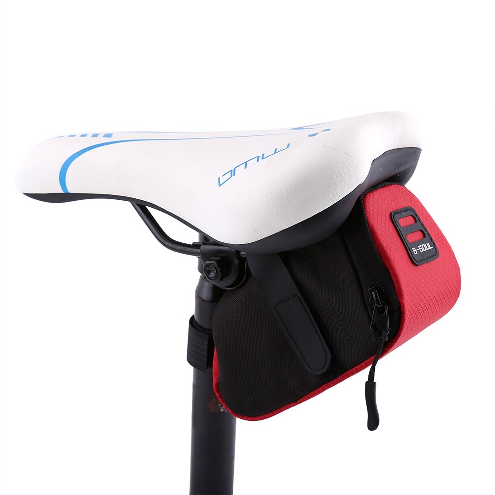 Fahrrad Satteltasche, Praktisch Fahrradtasche Fahrradsitz Tasche Wasserdicht, Werkzeugtasche Fahrrad-Sattel mit Klettverschluss für Mountainbikes, Fahrräder und Rennräder (Rot) von Yosoo