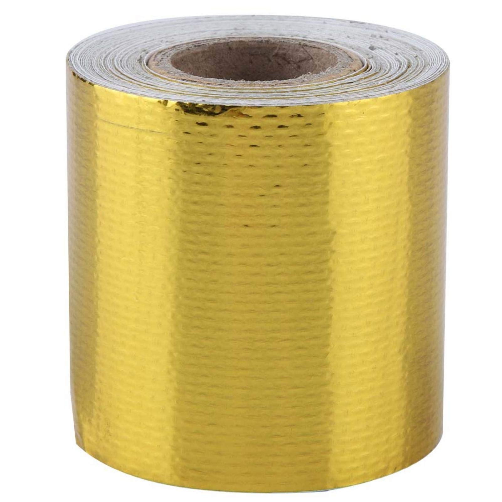 Folienklebeband, 5m * 5cm Auto-Aluminiumfolie, Reflektierendes Hitzeschild-Wickelband für Klebende Hitzefolie, Hitzebeständiges Goldband Gold Hitzebeständiges Goldband(Golden 5M*5Cm) von Yosoo