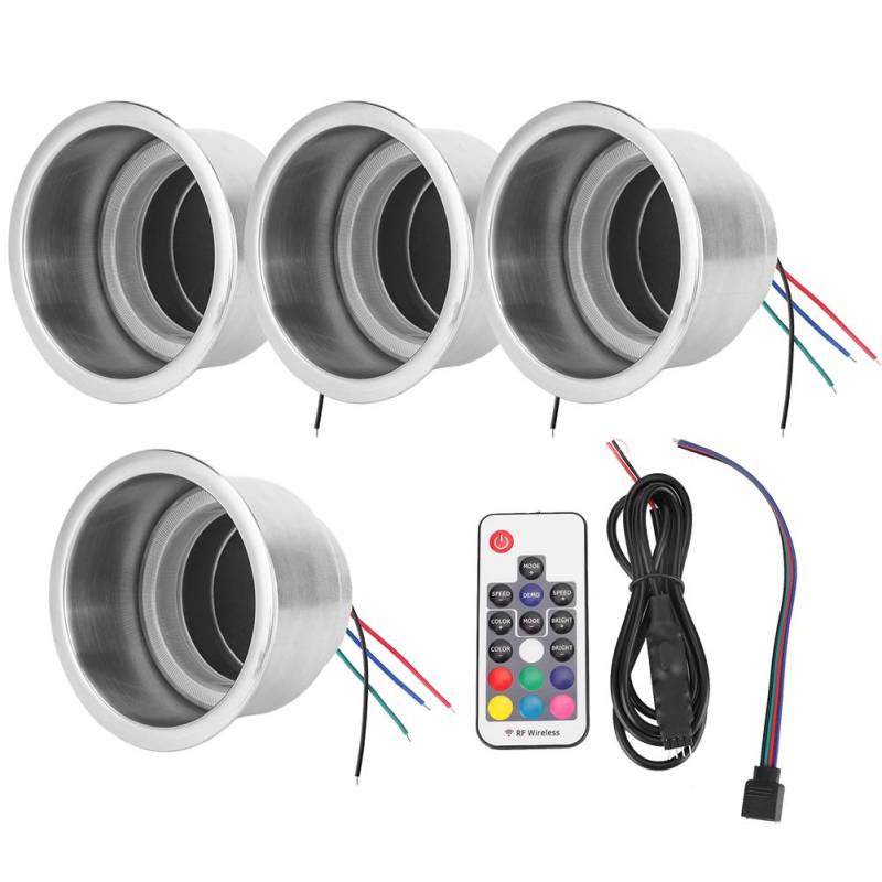 Getränkehalter，4Pcs DC 12V RGB LED Auto Getränkeflaschenhalter mit Fernbedienung 304 Edelstahl für Marine RV Truck für Getränkebecherhalter LED Getränkebecherhalter RGB Getränkehalter Marine RV Cup von Yosoo