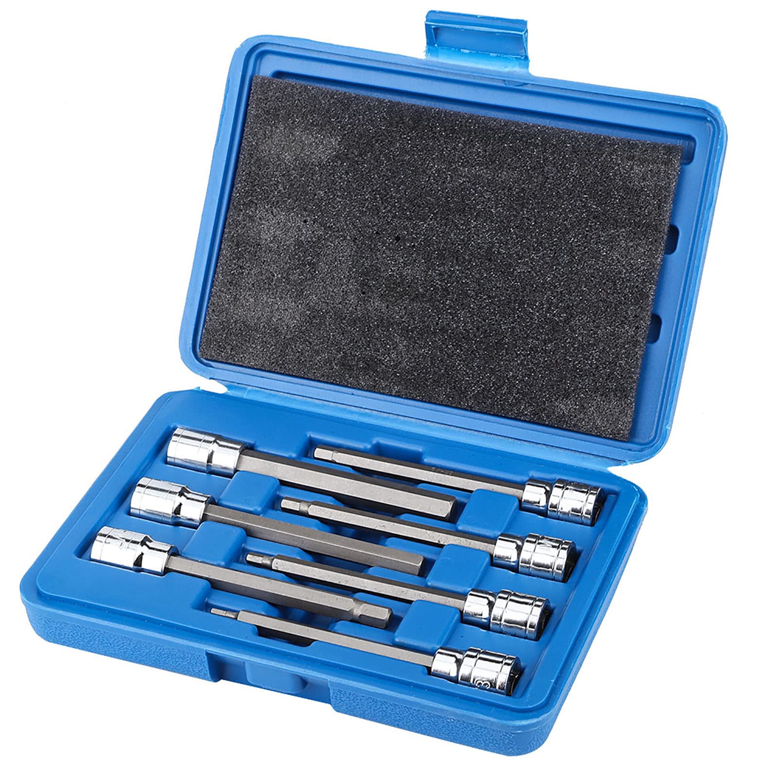 Inbus Nuss Lang, Extra Langer Sechskant Bit Stecknuss, 7 Teiliges Extra Langes Sechskant Bit Steckschlüssel Set, 3/4/5/6/7/8/10 Mm Antriebs Reparatur Werkzeug Set von Yosoo