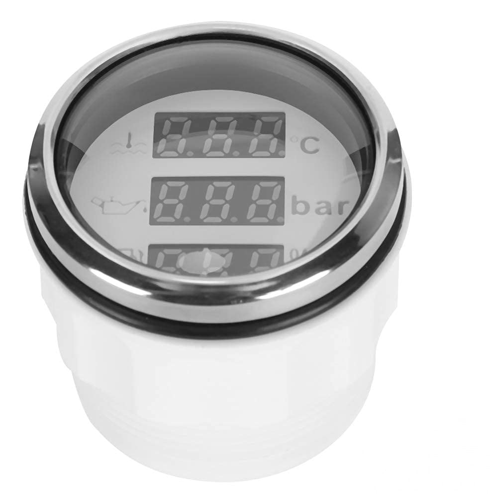 Multifunktionsanzeige 3 in 1 Digitalanzeige Kühlwassertemperatur Öldruck Ölvolumen 52MM 0-190 Ohm mit Alarmfunktion Für Auto Boot RV(Frontplatte schwarz) von Yosoo