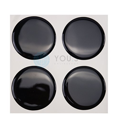4 x Nabenkappen Silikon Aufkleber 64,0 mm - schwarz Emblem Selbstklebend von You.S