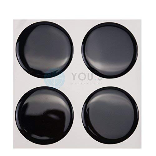 8 x Nabenkappen Silikon Aufkleber 64,0 mm - schwarz Emblem Selbstklebend von You.S