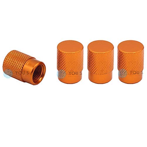 YOU.S Alu Ventilkappen Orange mit Dichtung Ventil Kappen Abdeckung für Auto PKW LKW (4 Stück) von You.S