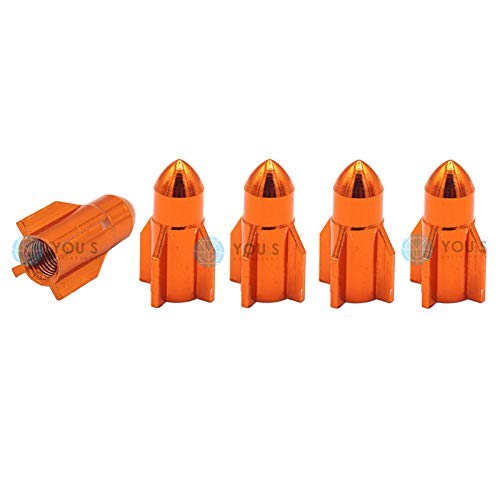 YOU.S Alu Ventilkappen Rakete Orange Ventil Kappen Abdeckung für Auto PKW LKW (5 Stück) von You.S