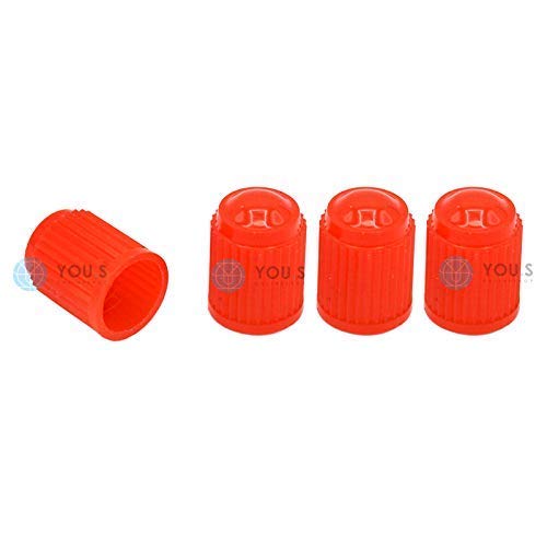 YOU.S Kunststoff Ventilkappen Rot Ventil Kappen Abdeckung für Auto PKW LKW Motorrad Fahrrad (4 Stück) von You.S