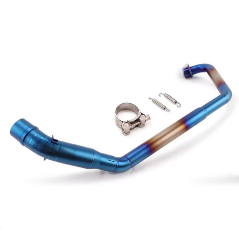 Motorrad Auspuffrohr Für CBR125 CBR125R CB125R CBR150 CBR150R CB150R 2010 2011 2012 2013 2014 2015 2016 Motorradauspuff Für Escape Modifiziertes Vorderes Mittelverbindungsrohr(Blue) von Youmero