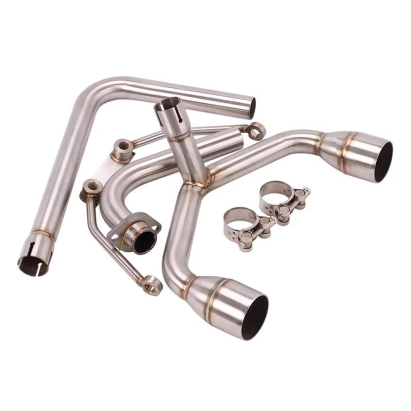 Motorrad Auspuffrohr Für MSX125 MSX125SF M3 Motorradauspuffanlage Ändern Doppelloch Für Flucht Für Connect Muffler Motorradauspuff-Endschalldämpfer(Silver) von Youmero