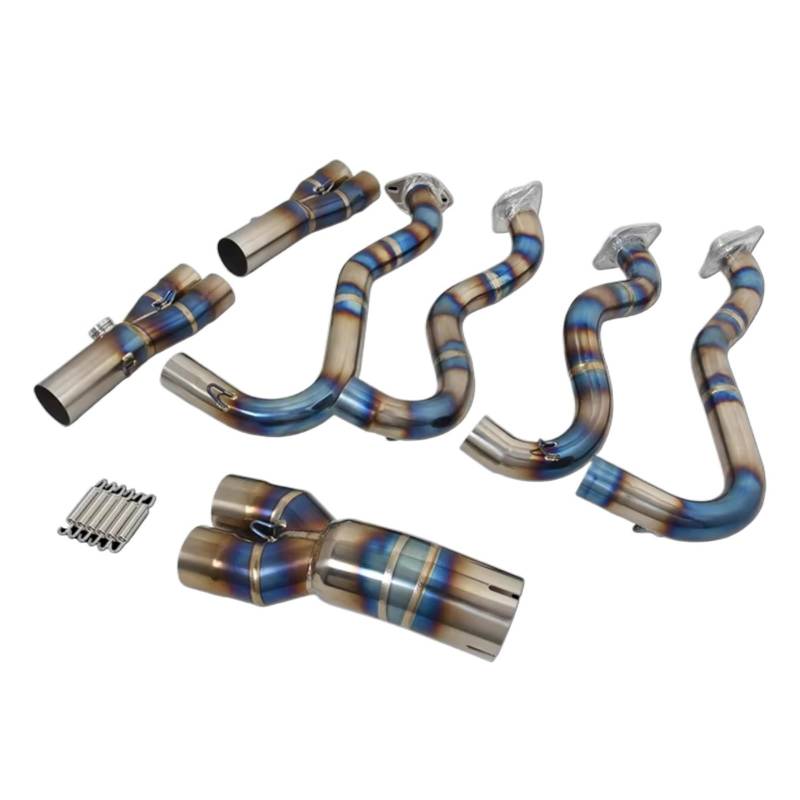 Motorrad Auspuffrohr Für ZX6R 636 2007-2017 Motorradauspuff Fluchtsysteme Modifizieren Vorderen Verbindungsrohrschalldämpfer Modifikationen Motorradauspuffsystems(Blue) von Youmero
