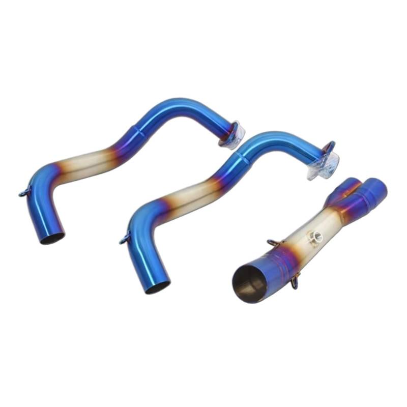 Motorrad Auspuffrohr Kompatibel Mit Yamaha Für YZF-R7 MT07 FZ07 2021 2022 2023 Motorradauspuff Für Fluchtsysteme Vorderes Verbindungsrohr 51 Mm Schalldämpfer(Blue) von Youmero