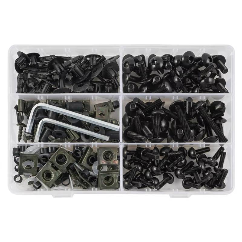 Youmero Kompatibel Mit Aprilia Motorradzubehör Verkleidungsschrauben-Set, Motorrad-Verkleidungsschrauben-Set, Befestigungsclips, 253 Stück Motorrad Schraubenset(Black) von Youmero