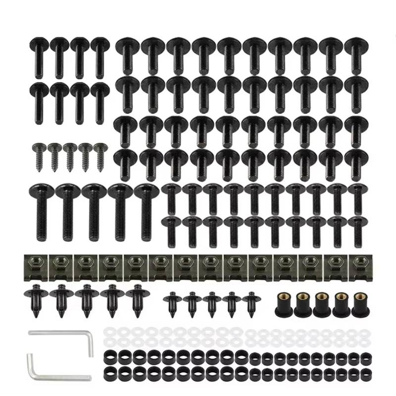 Youmero Kompatibel Mit CBR600RR CBR900RR Für CBR929RR Für CBR1000RR Für CBR 600R, Verkleidungsschrauben-Set, Karosserieschrauben, Mutter Motorrad Schraubenset(Black) von Youmero