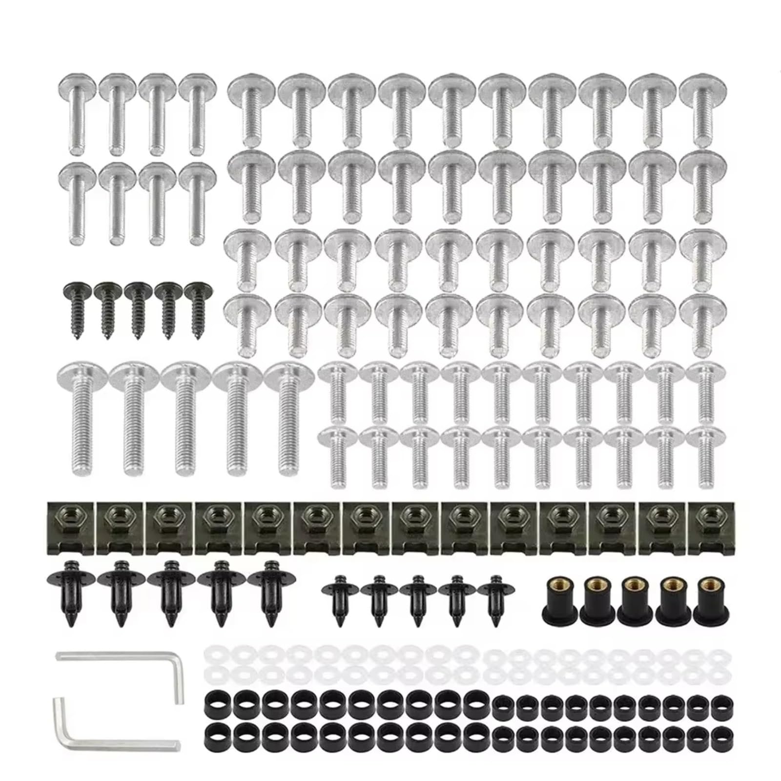 Youmero Kompatibel Mit CBR600RR CBR900RR Für CBR929RR Für CBR1000RR Für CBR 600R, Verkleidungsschrauben-Set, Karosserieschrauben, Mutter Motorrad Schraubenset(Silver) von Youmero
