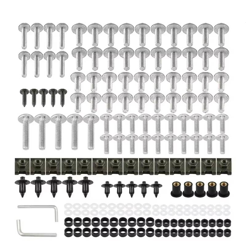 Youmero Kompatibel Mit CBR600RR CBR900RR Für CBR929RR Für CBR1000RR Für CBR 600R, Verkleidungsschrauben-Set, Karosserieschrauben, Mutter Motorrad Schraubenset(Silver) von Youmero