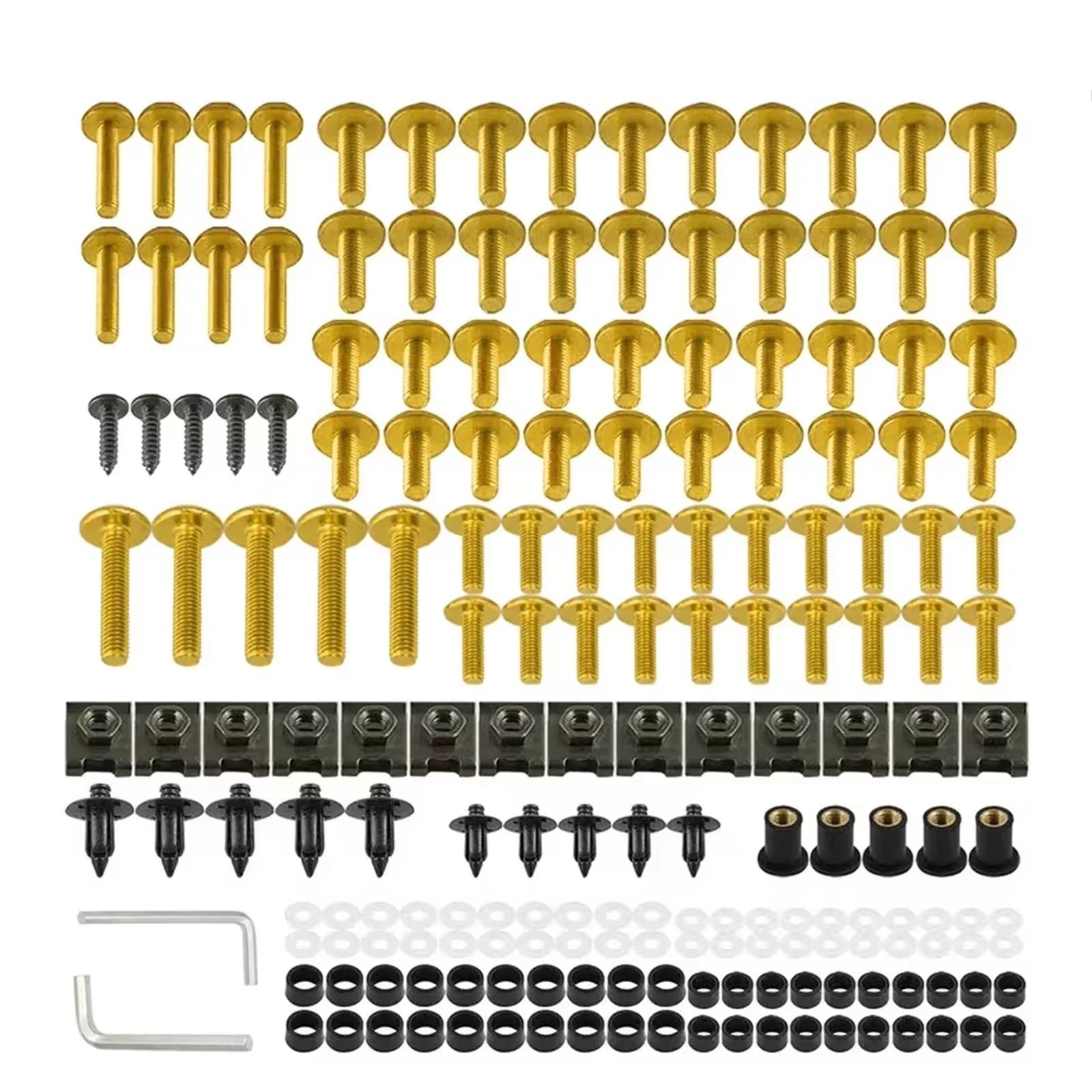 Youmero Kompatibel Mit CBR600RR CBR900RR Für CBR929RR Für CBR1000RR Für CBR 600R, Verkleidungsschrauben-Set, Karosserieschrauben, Mutter Motorrad Schraubenset(Yellow) von Youmero
