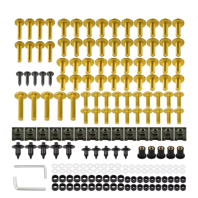 Youmero Kompatibel Mit CBR600RR CBR900RR Für CBR929RR Für CBR1000RR Für CBR 600R, Verkleidungsschrauben-Set, Karosserieschrauben, Mutter Motorrad Schraubenset(Yellow) von Youmero