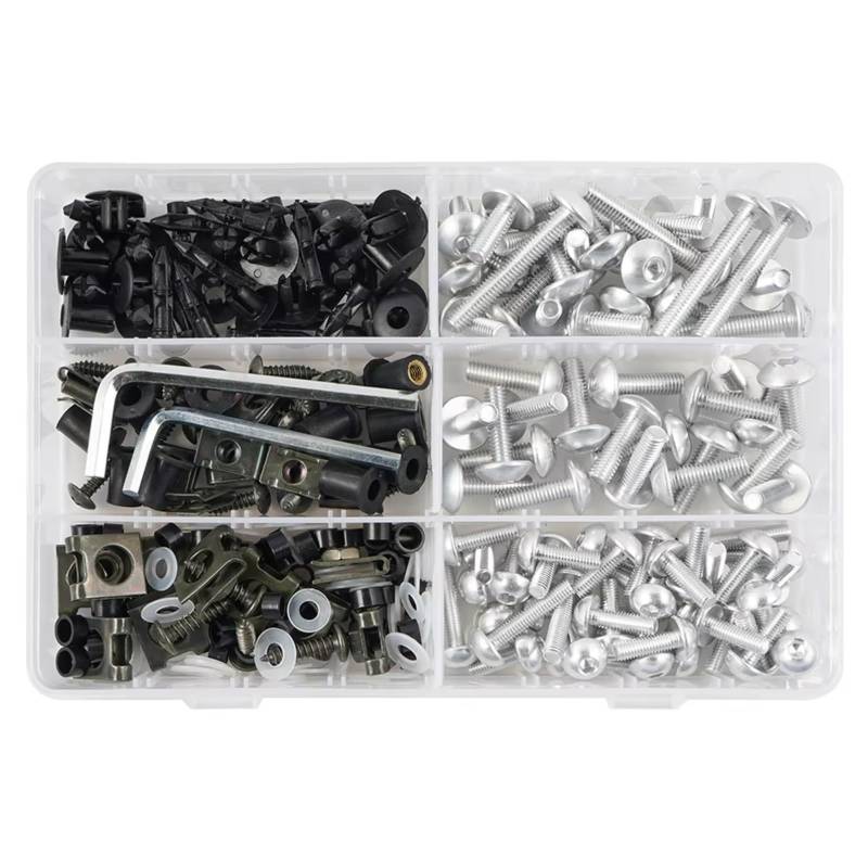 Youmero Kompatibel Mit Ducati 253-teiliges Motorradzubehör, Motorrad-Verkleidungsschrauben-Set, Befestigungsclips Motorrad Schraubenset(Silver) von Youmero