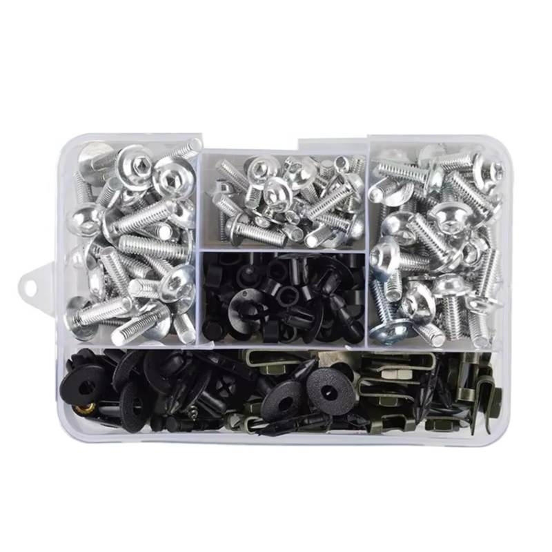 Youmero Kompatibel Mit Für Z650 Für Z750 Für Z800 195-teiliges Motorrad-Verkleidungsschrauben-Set, Schrauben-Set, Muttern-Clips Motorrad Schraubenset(Silver) von Youmero