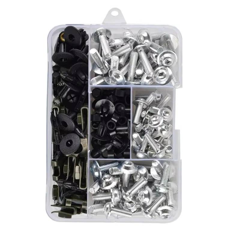 Youmero Kompatibel Mit Für Z900 Für Z900RS Für Z1000 195-teiliges Schrauben- Und Muttern-Set Motorrad-Verkleidungsschrauben Schrauben-Set Mutternklammern Motorrad Schraubenset(Silver) von Youmero