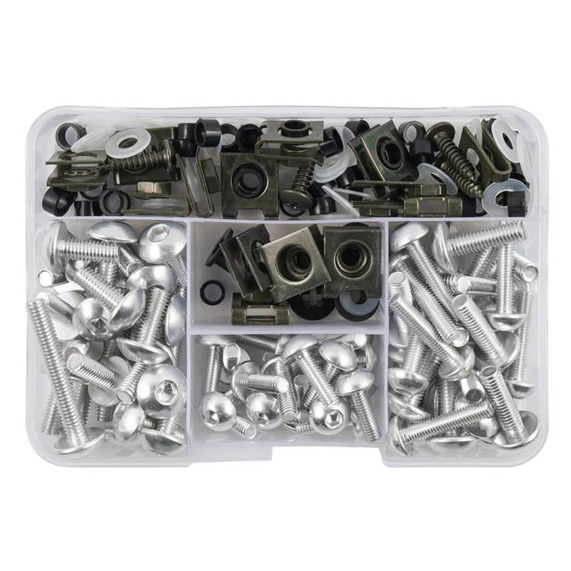 Youmero Kompatibel Mit Suzuki Motorrad-Verkleidungsschrauben-Set, Befestigungsclips, Schraube, 177-teiliges Motorrad-Schrauben-Set, Schrauben Und Muttern Motorrad Schraubenset(Silver) von Youmero