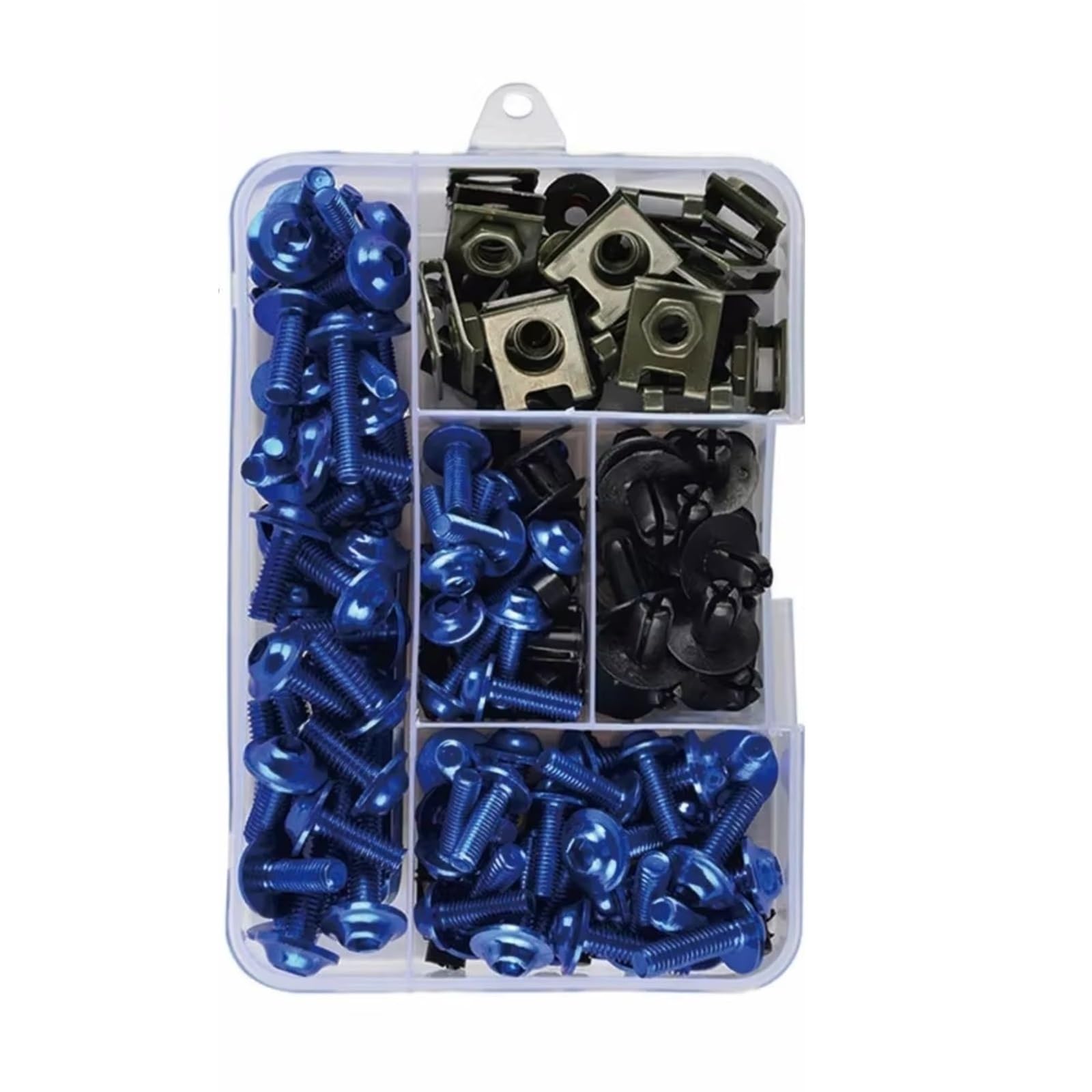 Youmero Kompatibel Mit Vespa Für GTS 250 300 Für Sprint Für Primavera 150 GTV LXV PX 195-teiliges Motorrad-Verkleidungsschrauben-Set, Muttern-Clips Motorrad Schraubenset(Blue) von Youmero