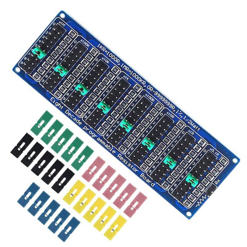Youmile 0.1R-9999999R Programmierbare Widerstandsplatine Acht Jahrzehnte einstellbare Schiebewiderstandsplatine 1R 1% 1/2 Watt mit 25 Stück Jumper Cap von Youmile