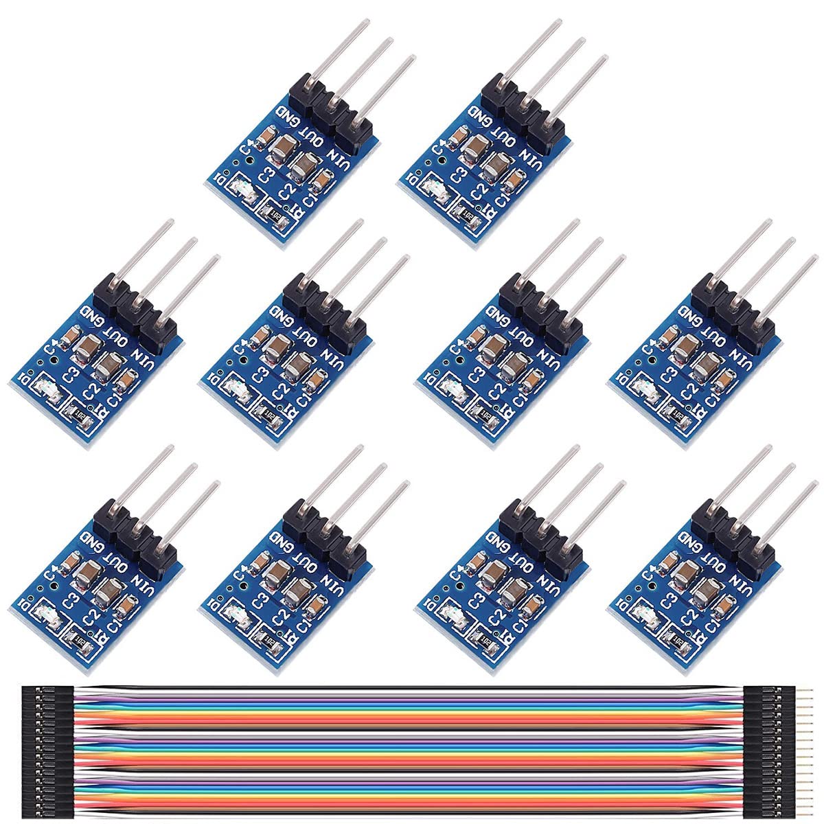 Youmile 10 Stück 5V bis 3,3V Step-Down Buck Netzteilmodul DC 4,75V-12V bis 3,3V Spannungsregler 800mA LDO Buck Modul Lötkit für Arduino von Youmile