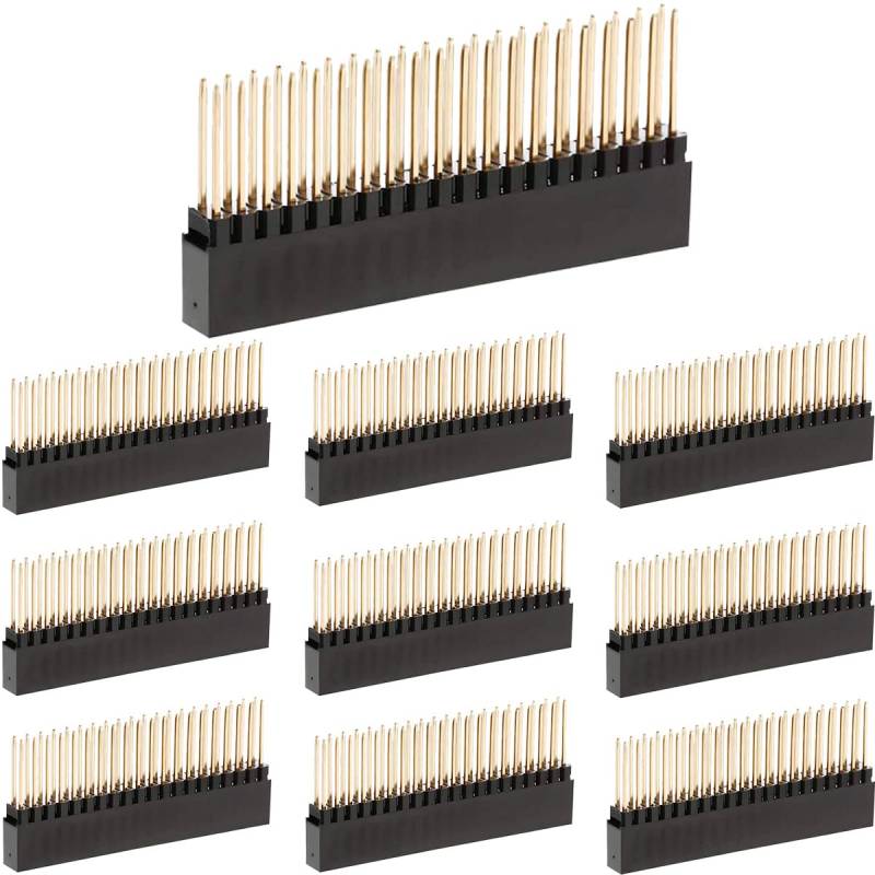 Youmile 10 Stück Pin header 2x20 (40 Pin) Extra Tall Female Stacking Header 0.1 Inch Pitch 2.54m Pin Header Connector für Raspberry Pi A+/B+/Pi 2/Pi 3 von Youmile
