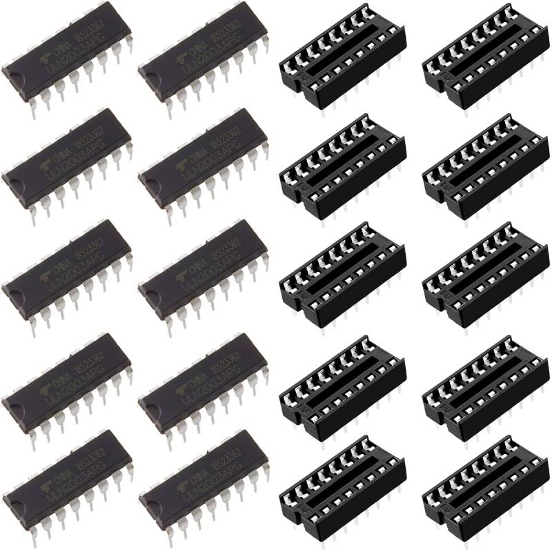 Youmile 10 Stück ULN2003A ULN2003 DIP-16 IC ULN2003APG Array 7-Kanal NPN IC Chip mit DIP IC Chip Sockel Adapter von Youmile