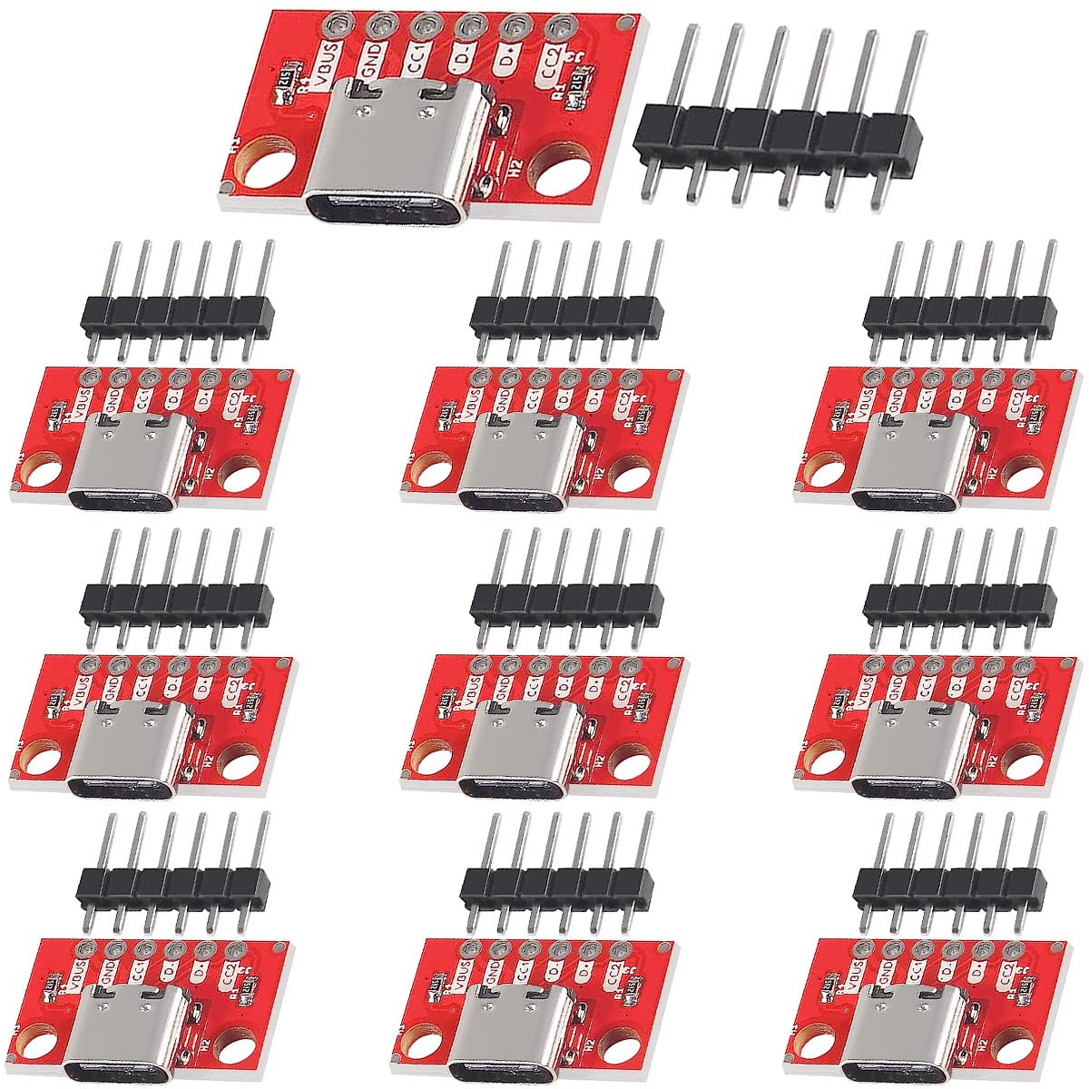 Youmile 10 Stück USB Type-C Breakout Board Serial Basic Breakout Female Connector Type mit Pin Header 2.54mm / 0.1" PCB Converter Board Youmile 10 Stück USB Type-C Breakout Board Serial Basic Breakout Female Connector Type mit Pin Header 2.54mm / 0.1" PCB Converter Board von Youmile