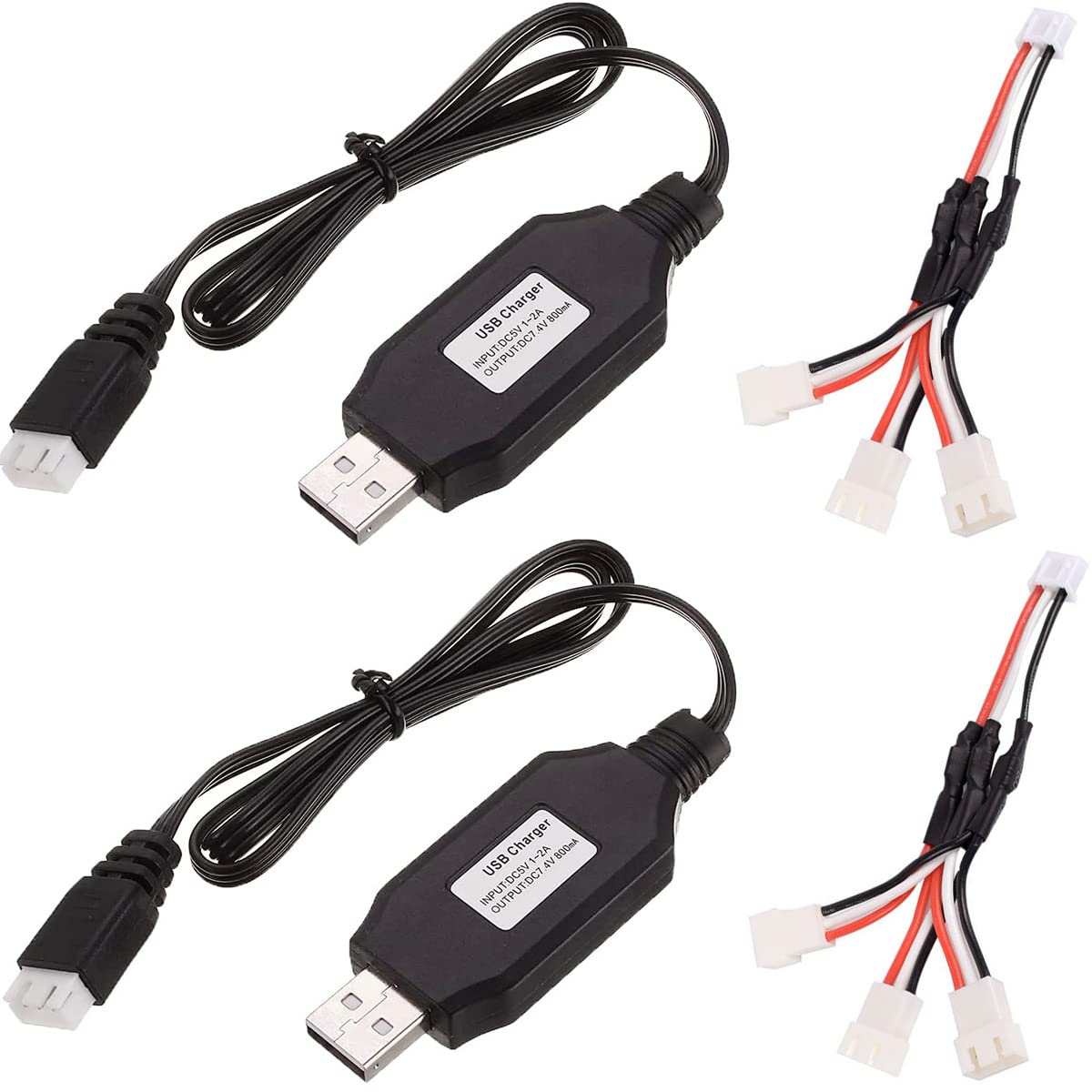 Youmile 2 Stück XH-3P USB Ladekabel 7.4V 2S LiPo Akku USB Ladekabel 1A Schnellladung, mit 1 Ladung 3 Übertragungskabel für RC Auto LKW Rock Crawler FPV Drone Quadcopter Youmile 2 Stück XH-3P USB Ladekabel 7.4V 2S LiPo Akku USB Ladekabel 1A Schnellladung, mit 1 Ladung 3 Übertragungskabel für RC Auto LKW Rock Crawler FPV Drone Quadcopter von Youmile