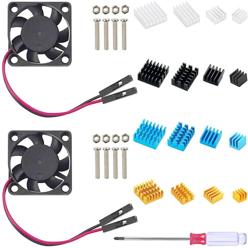 Youmile 2 Stück für Raspberry Pi 4 Fan, Lüfter 30x30x7mm DC 5V Brushless CPU Lüfter mit Kühlkörper Schraubensatz Schraubendreher für Raspberry Pi 4 Modell von Youmile