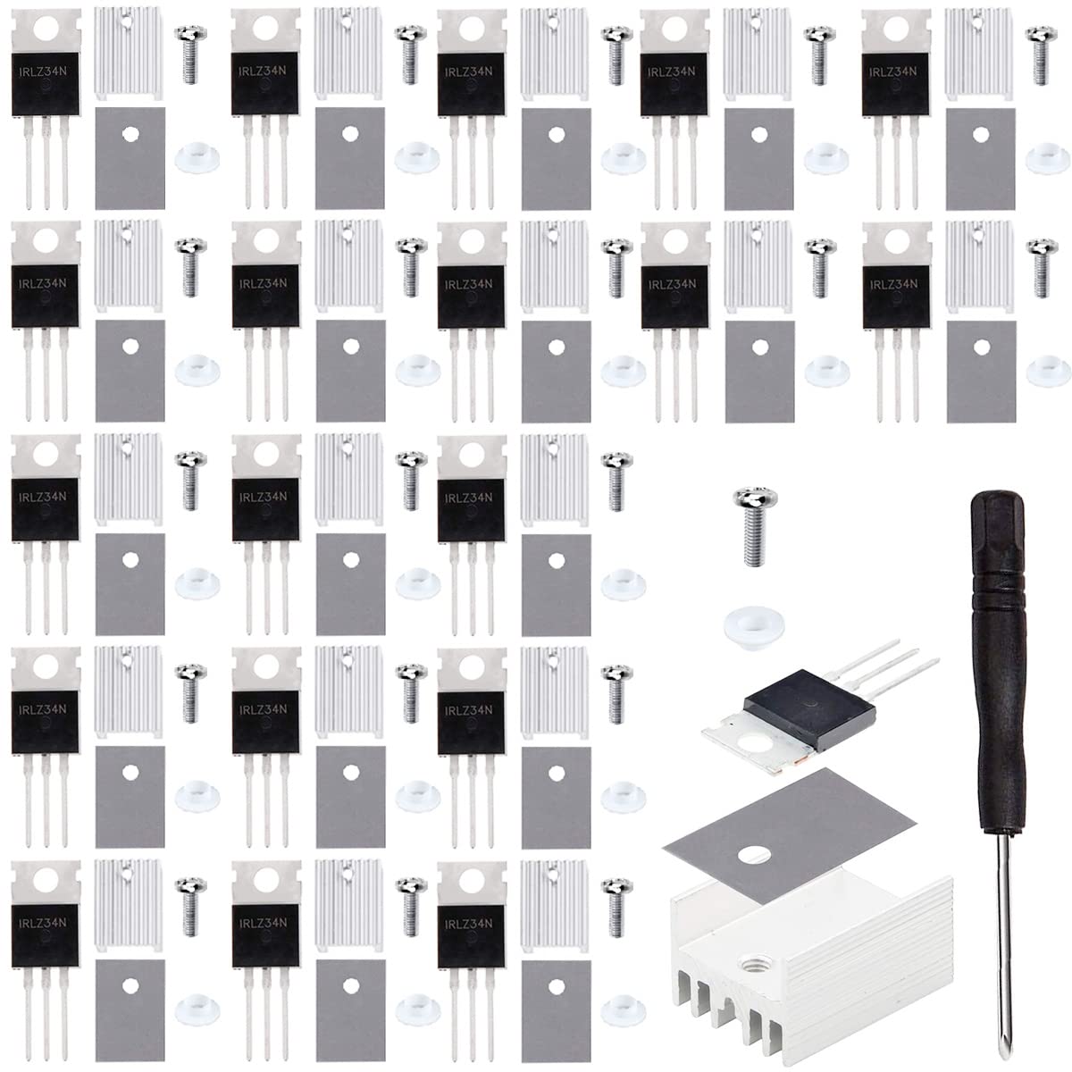 Youmile 20 Stück IRLZ34N Mosfet Transistor IRLZ34NPBF N-Kanal TO-220AB 30A 55V 3Pin International Gleichrichter Feldeffekttransistoren mit Kühlkörper Schraubenscheibe Gummi Silikon Schraubendreher Youmile 20 Stück IRLZ34N Mosfet Transistor IRLZ34NPBF N-Kanal TO-220AB 30A 55V 3Pin International Gleichrichter Feldeffekttransistoren mit Kühlkörper Schraubenscheibe Gummi Silikon Schraubendreher von Youmile