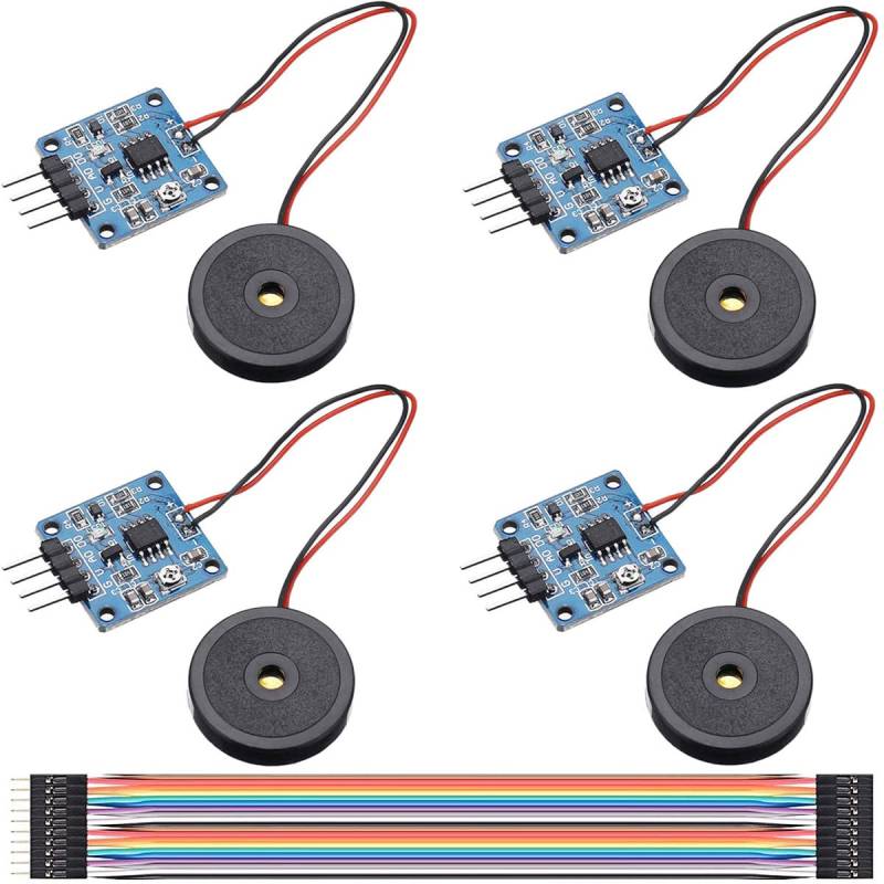 Youmile 4 Stück 5V Piezoelektrischer Film Vibrationssensor Schaltmodul TTL Zwei optionale Ausgänge AD/DO Einstellbares Vibrationsschaltermodul mit DuPont Kabel für Arduino DIY von Youmile