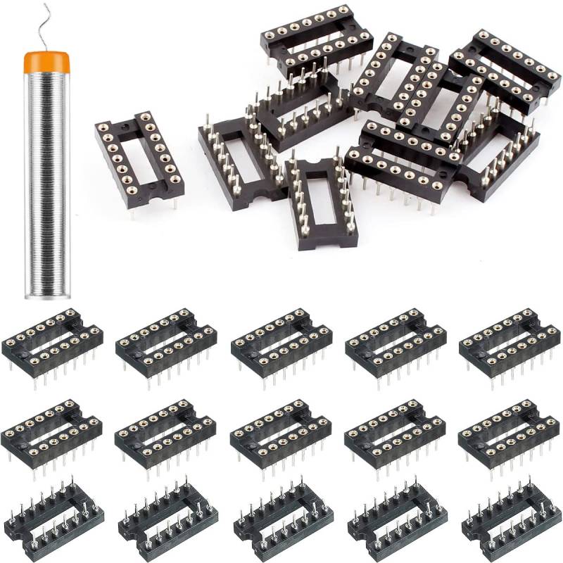 Youmile 40 Stück 14-poliger runder DIP-IC-Sockel 2,54-mm-Raster-IC-Sockeladapter Rundloch-Löttyp hohe Qualität Nicht leicht zu brechen, mit Zinndrahtstift für Elektronikexperimente von Youmile