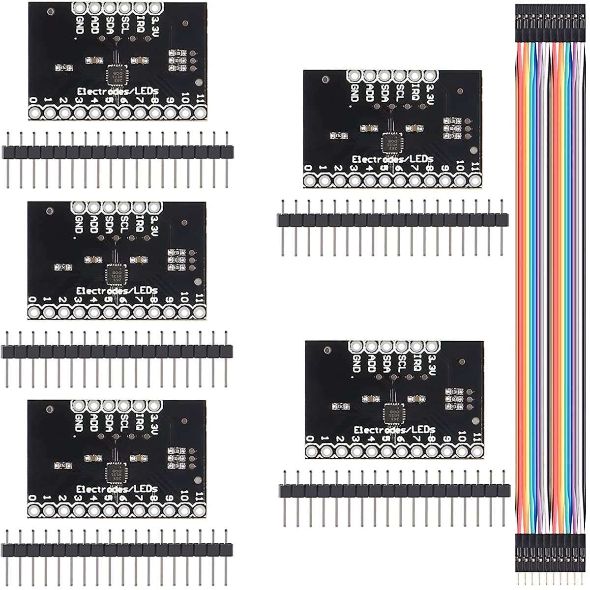 Youmile 5 Stück MPR121 Breakout V12 Proximity Capacitive Touch Sensor Module Tastatur Berührungssensor Tastatur Entwicklungsboard mit Stiftleiste Kabel Youmile 5 Stück MPR121 Breakout V12 Proximity Capacitive Touch Sensor Module Tastatur Berührungssensor Tastatur Entwicklungsboard mit Stiftleiste Kabel von Youmile