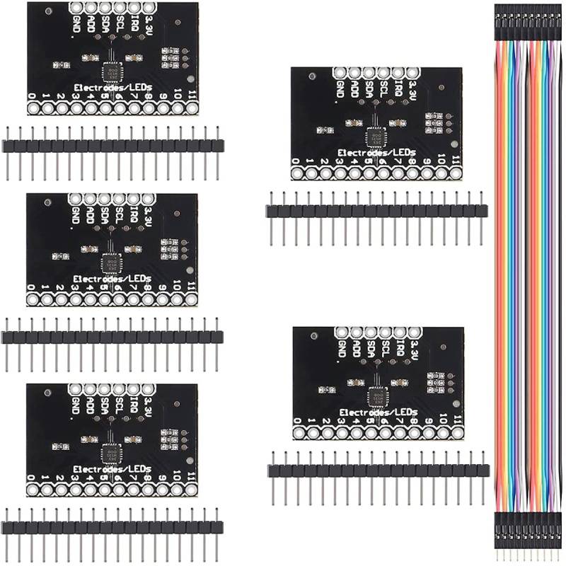 Youmile 5 Stück MPR121 Breakout V12 Proximity Capacitive Touch Sensor Module Tastatur Berührungssensor Tastatur Entwicklungsboard mit Stiftleiste Kabel von Youmile