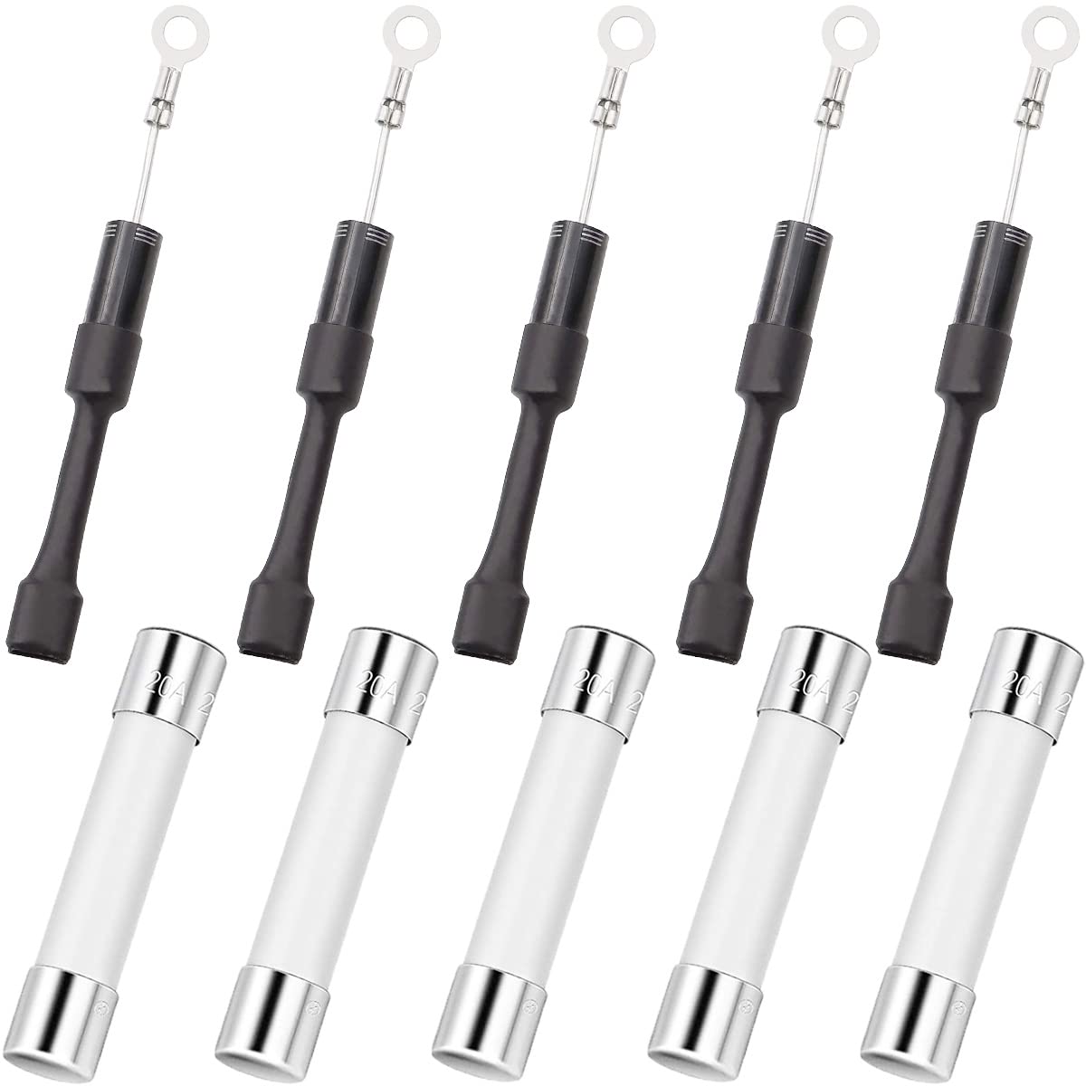 Youmile 5 Stück Microwave Diodes CL04-12 Hochspannungsdioden 0,5 A 12 kV Kompatibel für WB27X10597 W10492276 + 5 Stück Mikrowellensicherung Keramikrohr 20 Amp 250 V Sicherung 6 x 30 mm Youmile 5 Stück Microwave Diodes CL04-12 Hochspannungsdioden 0,5 A 12 kV Kompatibel für WB27X10597 W10492276 + 5 Stück Mikrowellensicherung Keramikrohr 20 Amp 250 V Sicherung 6 x 30 mm von Youmile