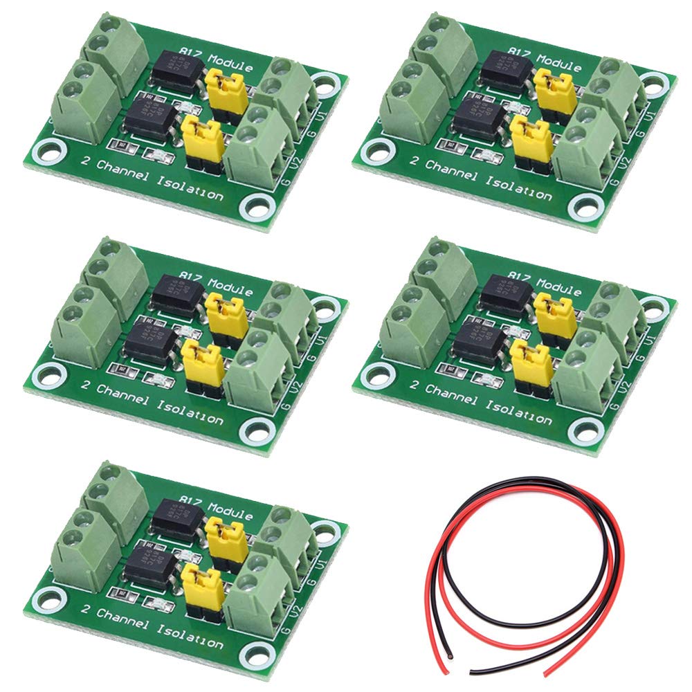 Youmile 5 Stück PC817 2 Kanal Optokoppler Isolationsplatine Spannungswandler 3.6-30 V Treiber Photoelektrisch isoliertes Modul mit 24 AWG Kabel Youmile 5 Stück PC817 2 Kanal Optokoppler Isolationsplatine Spannungswandler 3.6-30 V Treiber Photoelektrisch isoliertes Modul mit 24 AWG Kabel von Youmile