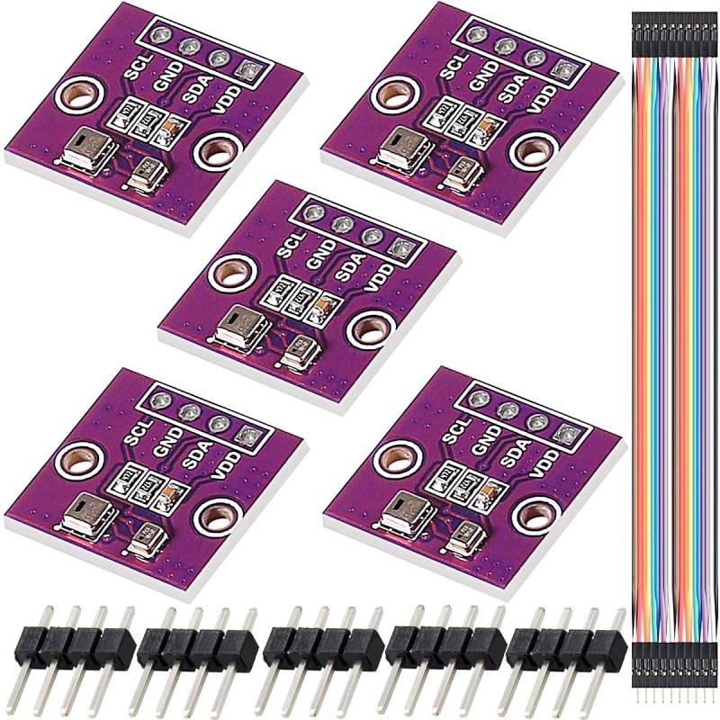 Youmile 5 Stück Temperatur- und Feuchtigkeitssensormodul Luftdruckmodul AHT20 + BMP280 Hochpräziser 3-in-1-Sensor Ersetzt BME280 mit männlichem und weiblichem Verbindungskabel für Arduino von Youmile
