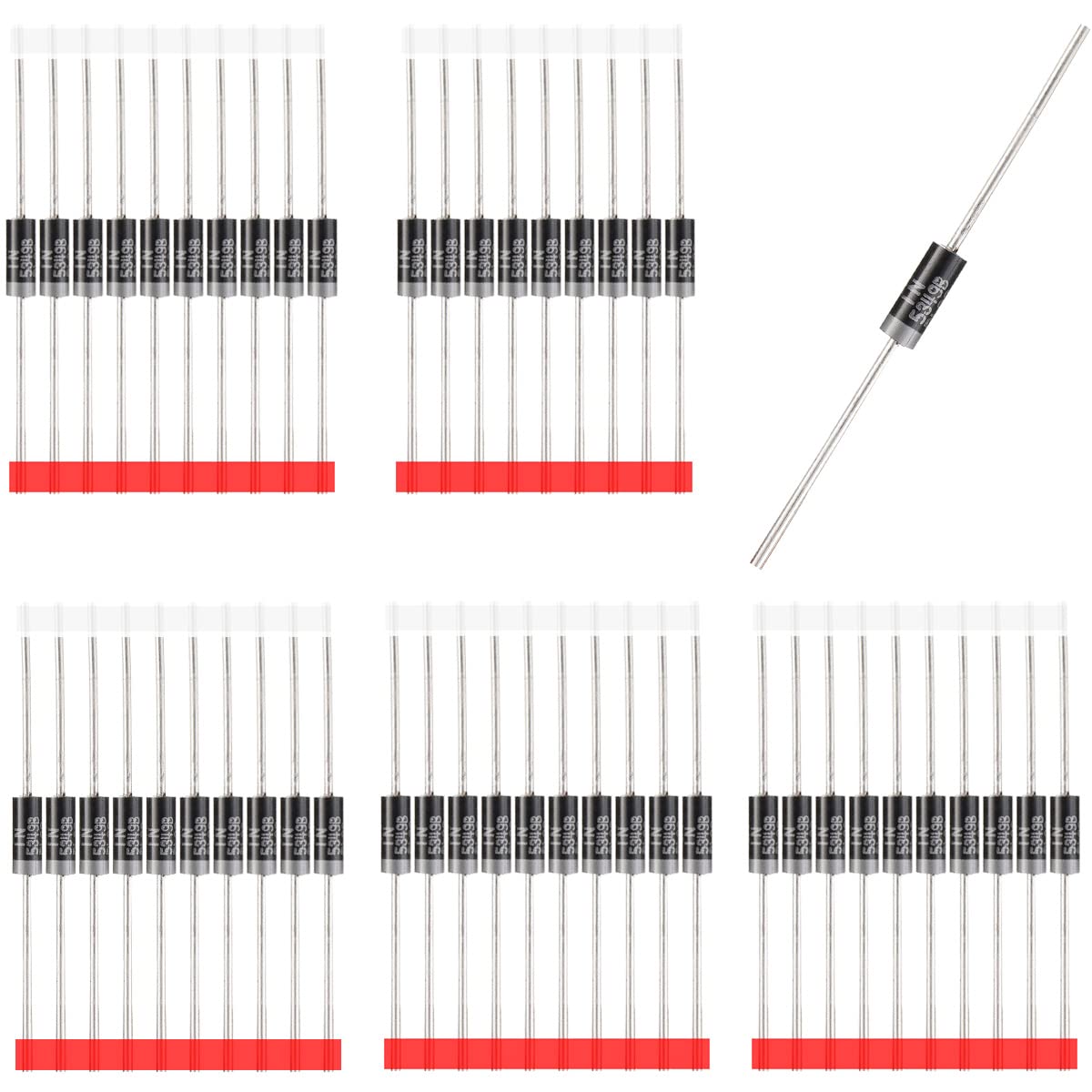 Youmile 50 Stück 1N5349B Dioden 5W 12V Power Zener Diodes IN5349 Axial Dioden T-18 Numerische Präzision hohe Qualität langlebig,für PCB Board Electronics Project DIY von Youmile
