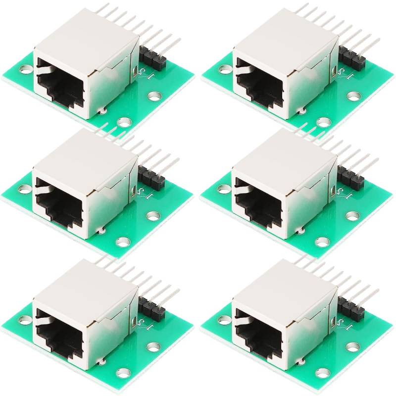 Youmile 6 Stück RJ45 Stecker Board 8-poliges Breakout Board Kit Horizontale Buchse PCB Board eaders Netzwerk Port Adapter Test Board für Ethernet DMX-512 RS-485 RS-422 RS-232 von Youmile