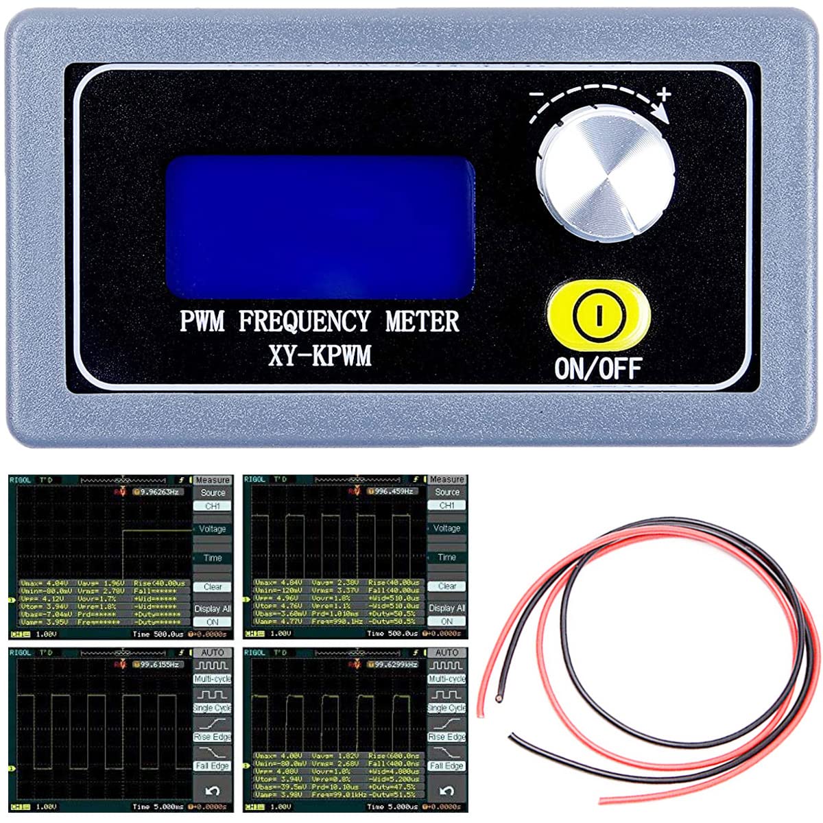 Youmile PWM Signal Generator Modul 1-Kanal 1Hz-150KHz PWM Pulsfrequenz Tastverhältnis einstellbares Modul LCD-Display,mit rotem und schwarzem Kabel von Youmile